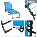 4-Position Reclining Beach Chair Chaise Lounge Folding Chair - Light Blue