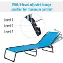 4-Position Reclining Beach Chair Chaise Lounge Folding Chair - Light Blue