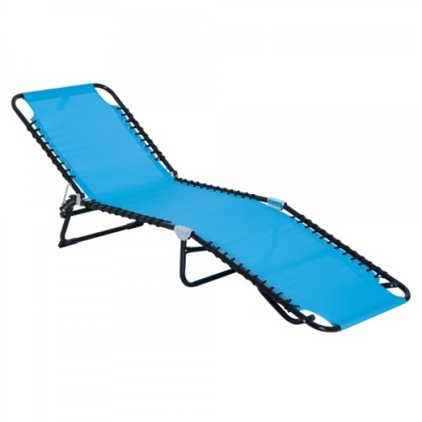 4-Position Reclining Beach Chair Chaise Lounge Folding Chair - Light Blue