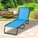 4-Position Reclining Beach Chair Chaise Lounge Folding Chair - Light Blue