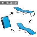 4-Position Reclining Beach Chair Chaise Lounge Folding Chair - Light Blue