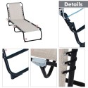 3-Position Reclining Beach Chair Chaise Lounge Folding Chair - Cream White