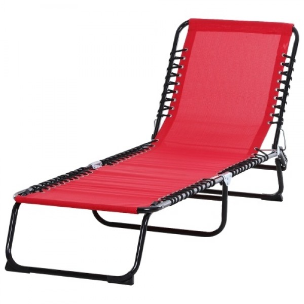 4-Position Reclining Beach Chair Chaise Lounge Folding Chair with Comfort Ergonomic Design - Wine Red