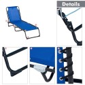 4-Position Reclining Beach Chair Chaise Lounge Folding Chair - Navy Blue