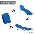 4-Position Reclining Beach Chair Chaise Lounge Folding Chair - Navy Blue