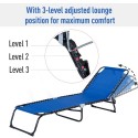 4-Position Reclining Beach Chair Chaise Lounge Folding Chair - Navy Blue