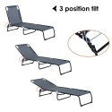 4-Position Reclining Beach Chair Chaise Lounge Folding Chair - Grey