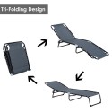 4-Position Reclining Beach Chair Chaise Lounge Folding Chair - Grey