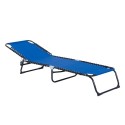 4-Position Reclining Beach Chair Chaise Lounge Folding Chair - Navy Blue