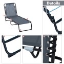 4-Position Reclining Beach Chair Chaise Lounge Folding Chair - Grey