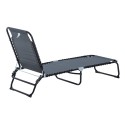 4-Position Reclining Beach Chair Chaise Lounge Folding Chair - Grey