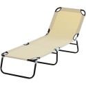 4-Position Poolside Lawn Reclining Beach Chair Chaise Lounge Folding Sun Lounger