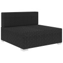 Sectional Middle Seat with Cushions Poly Rattan Black