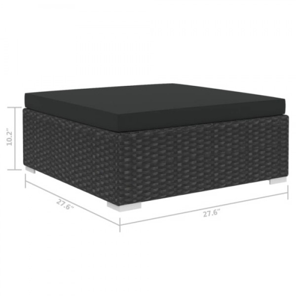 Sectional Footrest with Cushion Poly Rattan Black