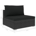 Sectional Middle Seat with Cushions Poly Rattan Black