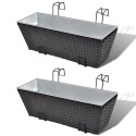 2PCS Rattan Balcony Trapezoid Planter Set 50cm Black