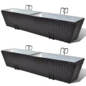 Balcony Trapezoid Rattan Planter Set 80 cm 2pcs Black