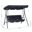 Steel Outdoor Slight Fabric Porch Swing Lounge Chair 3 Person with Adjustable Weather-Resistant Canopy &amp; Durable Build