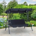 Steel Outdoor Slight Fabric Porch Swing Lounge Chair 3 Person with Adjustable Weather-Resistant Canopy &amp; Durable Build