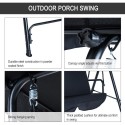 Steel Outdoor Slight Fabric Porch Swing Lounge Chair 3 Person with Adjustable Weather-Resistant Canopy &amp; Durable Build