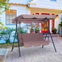 Steel Outdoor Porch Swing Lounge Chair 3 Person with Top Canopy