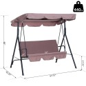 Steel Outdoor Porch Swing Lounge Chair 3 Person with Top Canopy