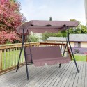 Steel Outdoor Porch Swing Lounge Chair 3 Person with Top Canopy