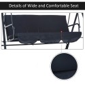 Steel Outdoor Slight Fabric Porch Swing Lounge Chair 3 Person with Adjustable Weather-Resistant Canopy &amp; Durable Build