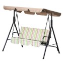 Steel Outdoor Porch Swing Lounge Chair 3 Person with Top Canopy