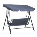 Steel Outdoor Porch Swing Lounge Chair 3 Person with Top Canopy