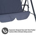 Steel Outdoor Porch Swing Lounge Chair 3 Person with Top Canopy