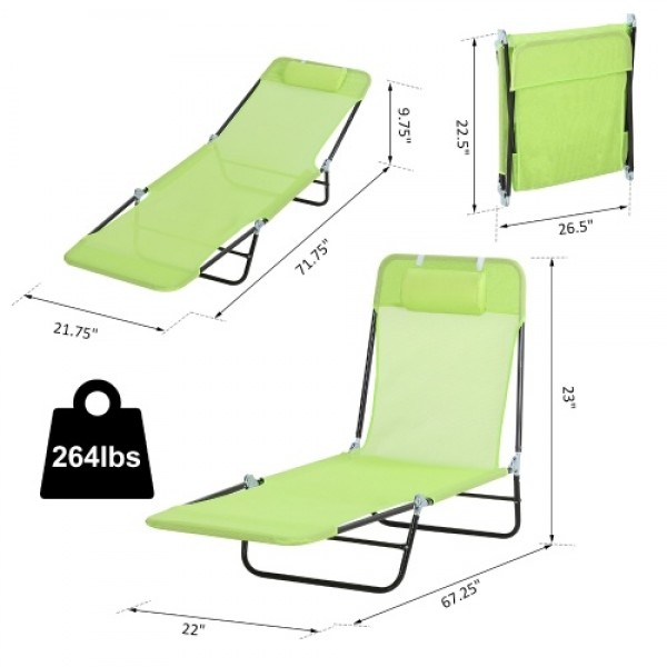 Adjustable-Level Chaise Sun Lounge Chair for Beach Patio or Deck