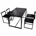  5-part dining table + 4 chairs Black