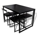  5-part dining table + 4 chairs Black