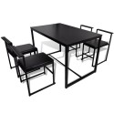  5-part dining table + 4 chairs Black