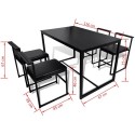  5-part dining table + 4 chairs Black