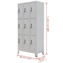 Locker Cabinet with 9 Compartments Steel 35.4"x17.7"x70.9" Gray