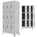 Locker Cabinet with 9 Compartments Steel 35.4"x17.7"x70.9" Gray