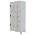 Locker Cabinet with 9 Compartments Steel 35.4"x17.7"x70.9" Gray