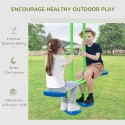 Metal 2 Swings &amp; Seesaw Set Height Adjustable Outdoor Play Set