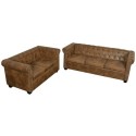  2 and 3-seater Chersterfield Sofas Set Brown