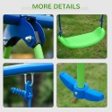 Metal 2 Swings &amp; Seesaw Set Height Adjustable Outdoor Play Set