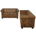  2 and 3-seater Chersterfield Sofas Set Brown