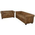  2 and 3-seater Chersterfield Sofas Set Brown