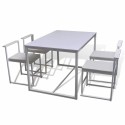  5-part dining table + 4 chairs White