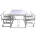  5-part dining table + 4 chairs White