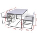  5-part dining table + 4 chairs White