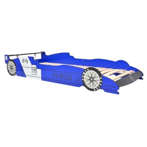 Cot with LED in racing car design 90 x 200 cm Blue