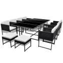 33 Piece Outdoor Dining Set Black Poly Rattan