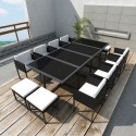 33 Piece Outdoor Dining Set Black Poly Rattan